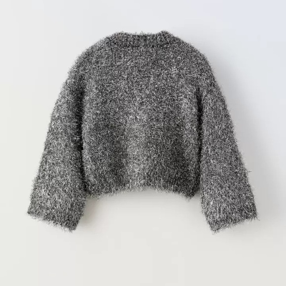 Zara silver fluffy foil fuzzy sweater. - Picture 2 of 7